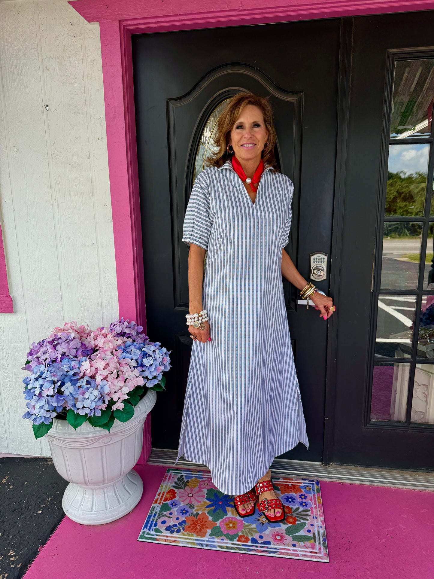 Black Stripe Poplin Poppy Maxi