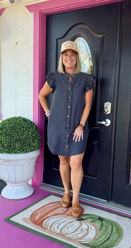 Black Denim Washed Mini