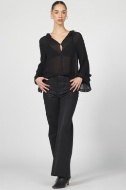 Jacquel Black Sheer Tie Top