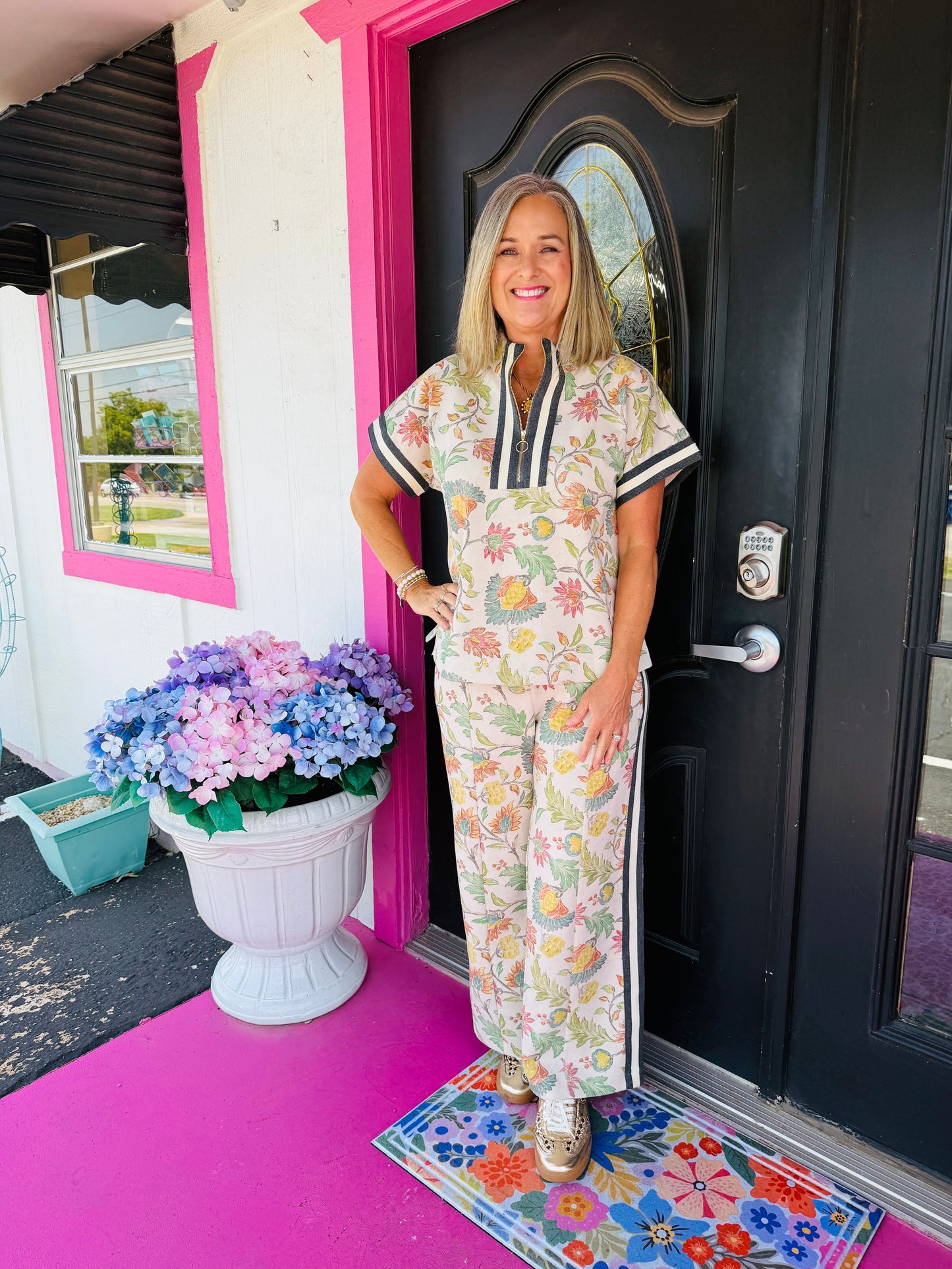 Oatmeal Floral Pant Set