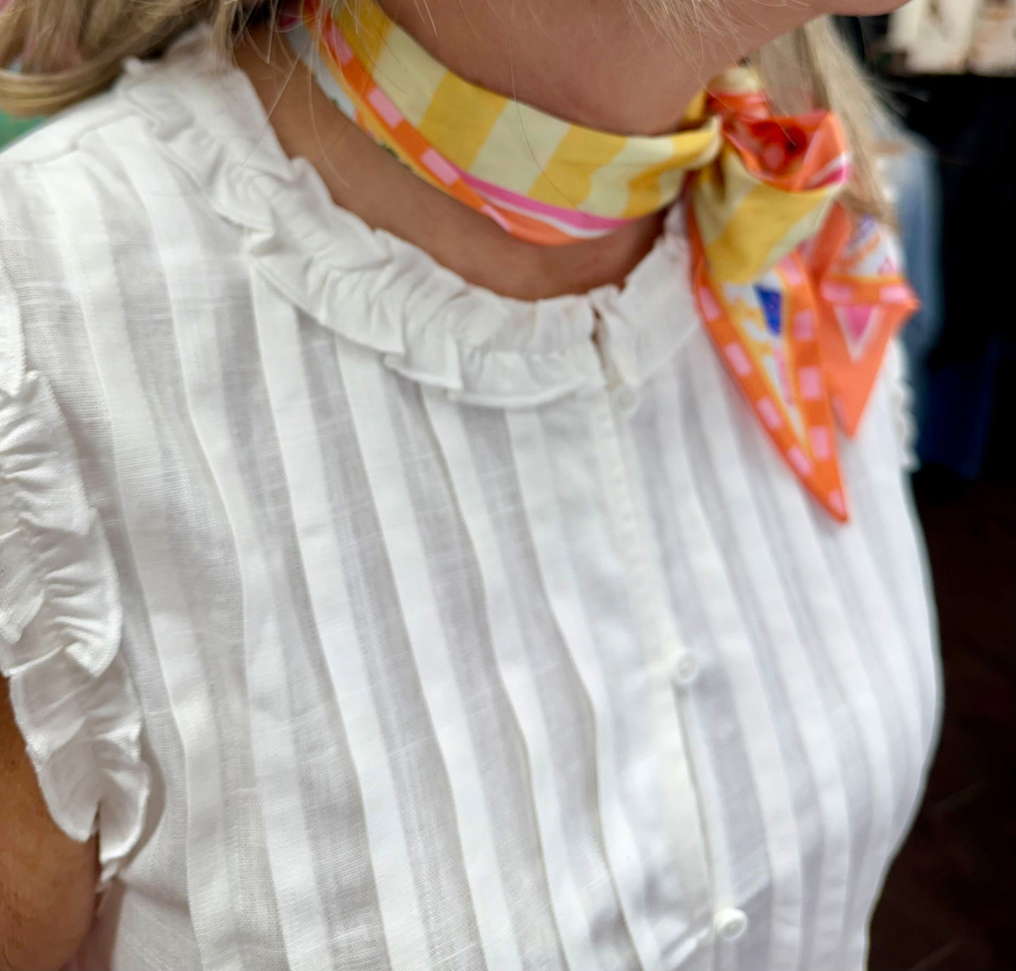 Cream Sleeveless Ruffle Pleat Top