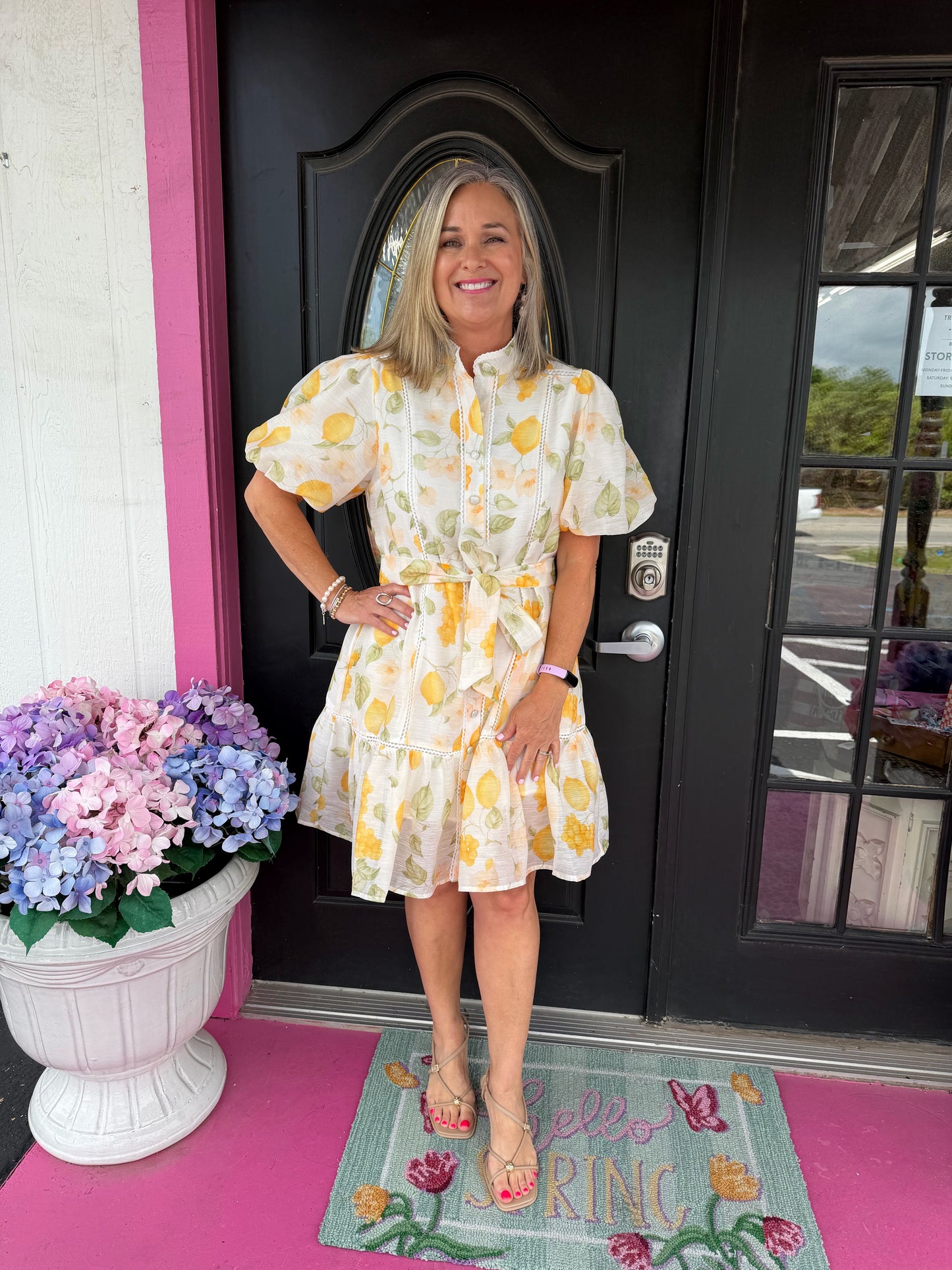 Lemon Belted Mini Dress