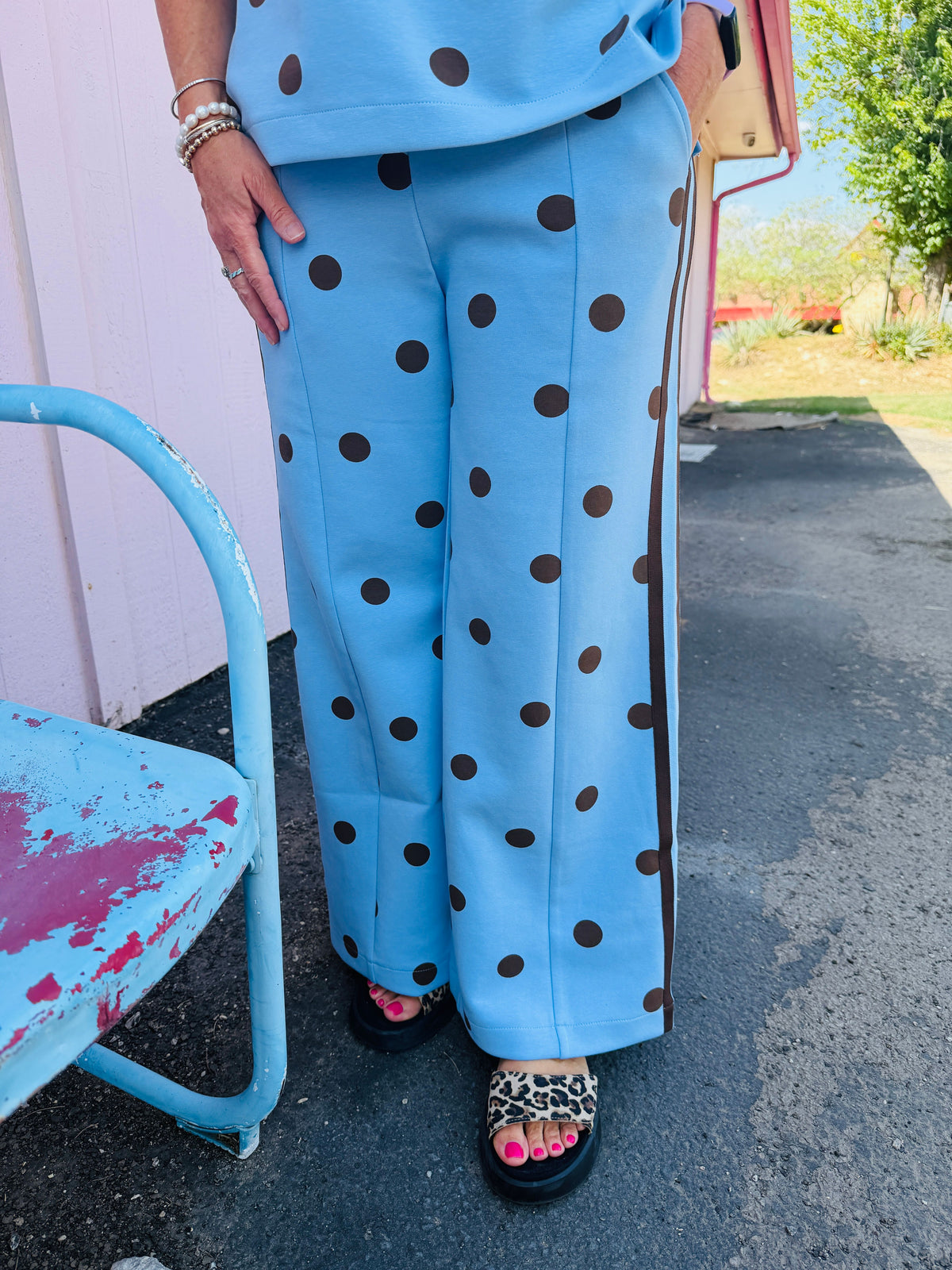 Blue/Brown Polka Dot Pant Set