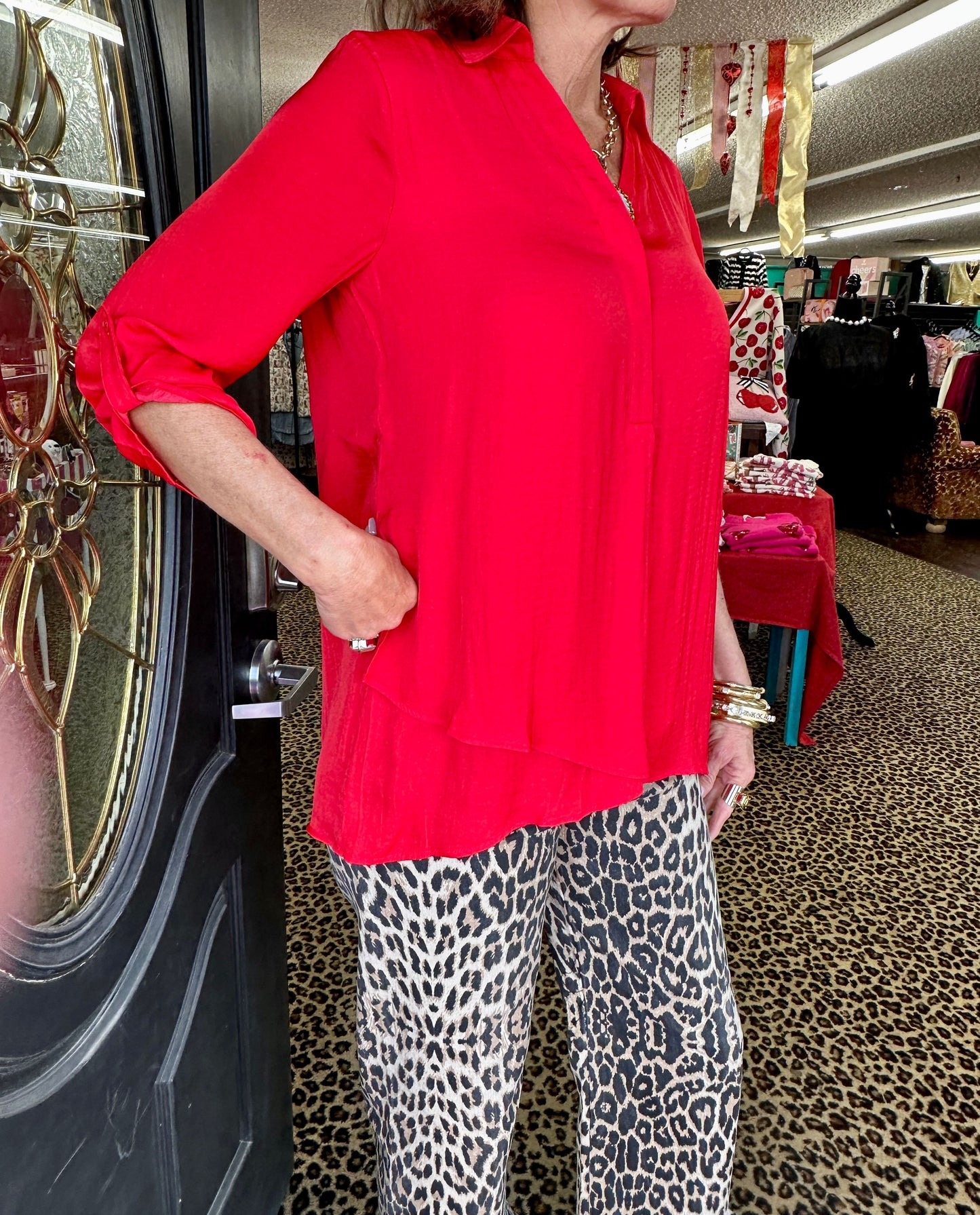 Scarlet V-Neck 3/4 Sleeve Tunic