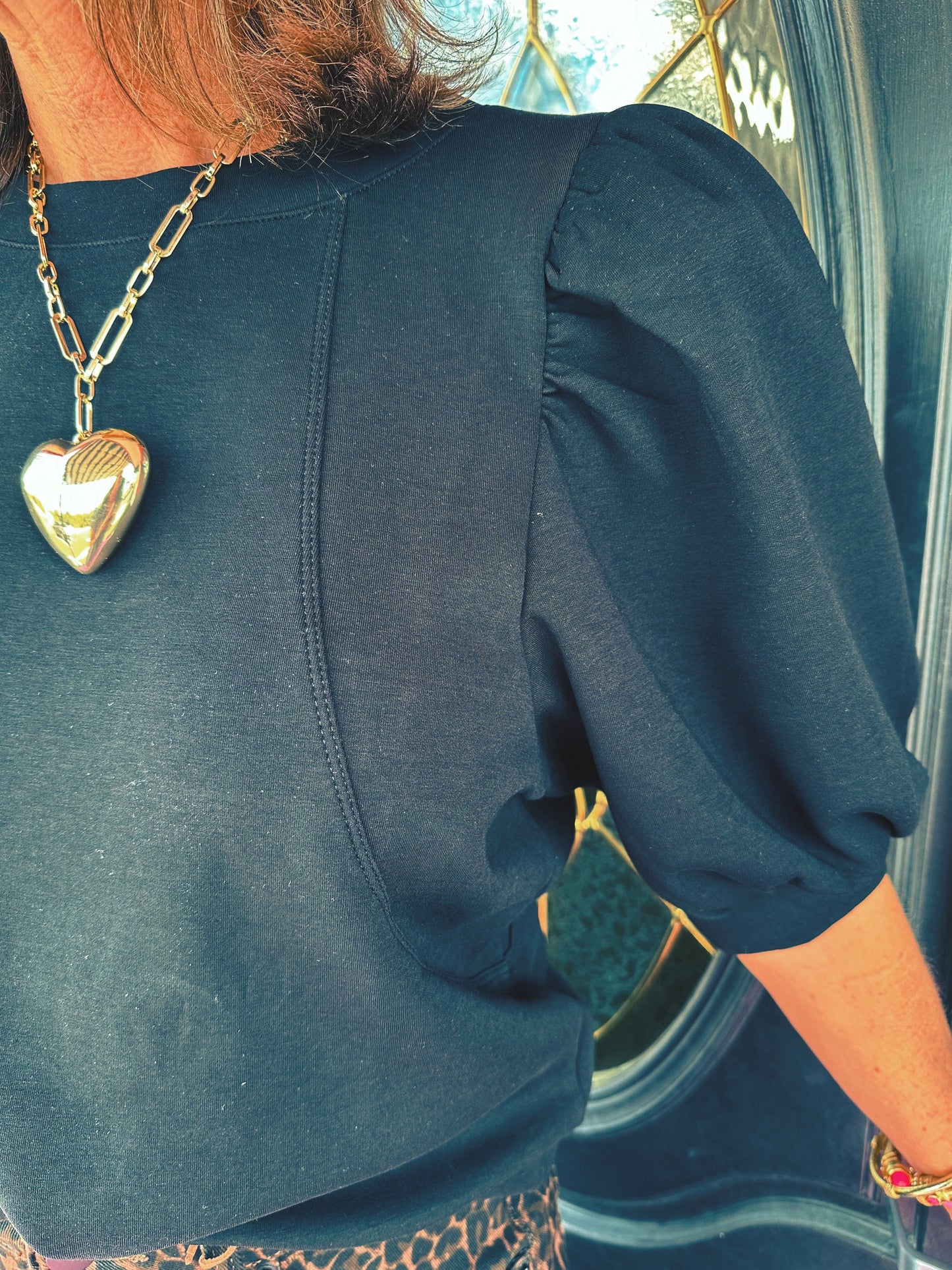 Banded SS Puff Sleeve Top