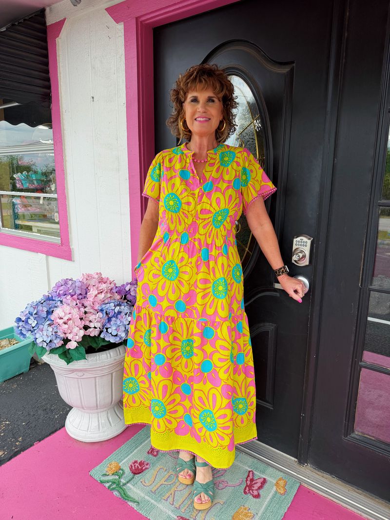 Citron Daisy Border Dress