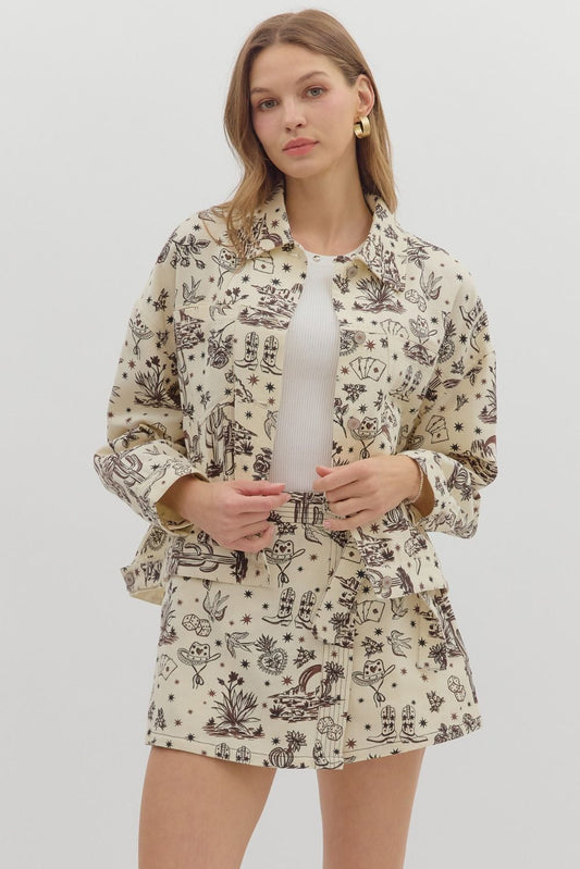 Ecru Western Button Up Jacket