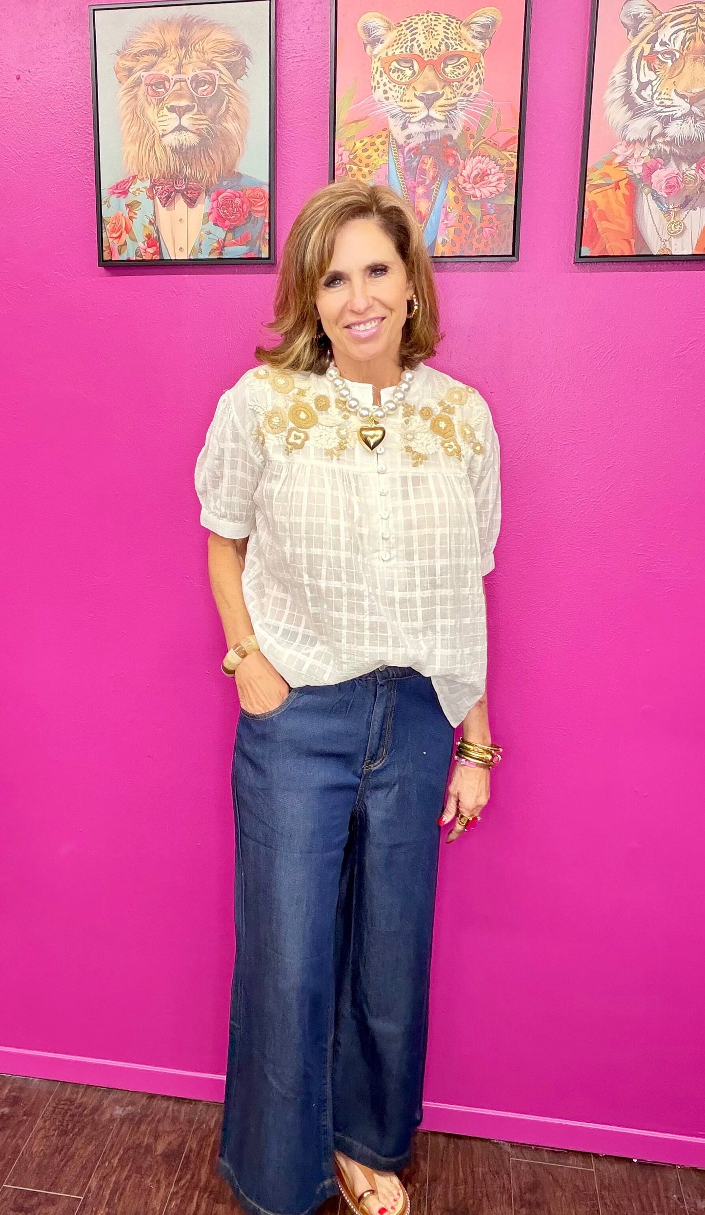 White Edna Embroidered Top