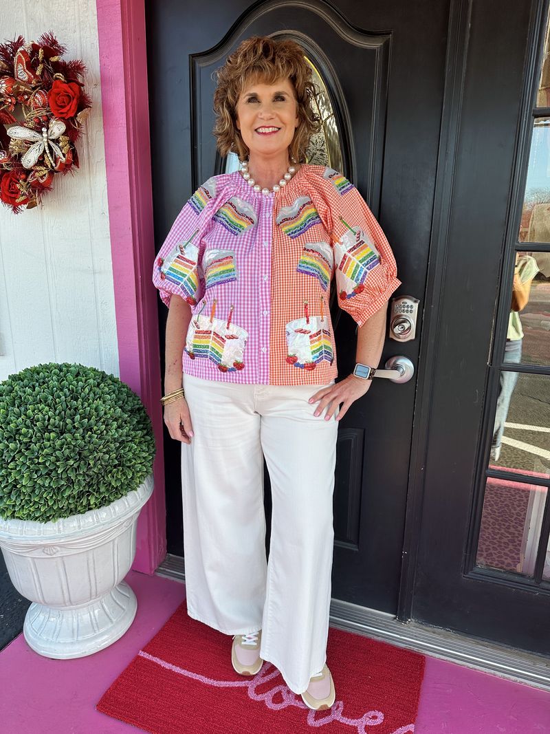 Colorblock Gingham Birthday Top