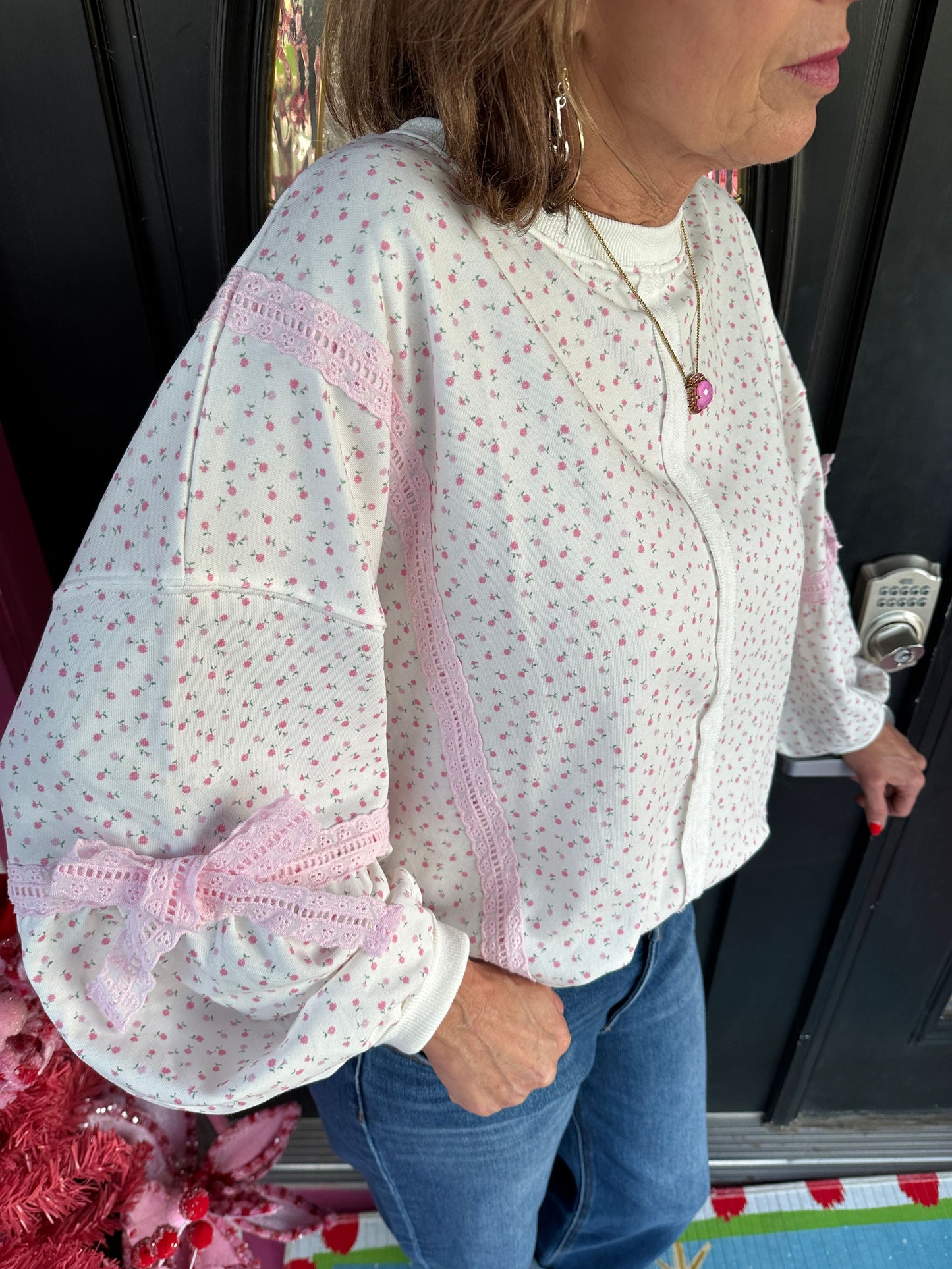 Ditsy Flower French Terry LS Top