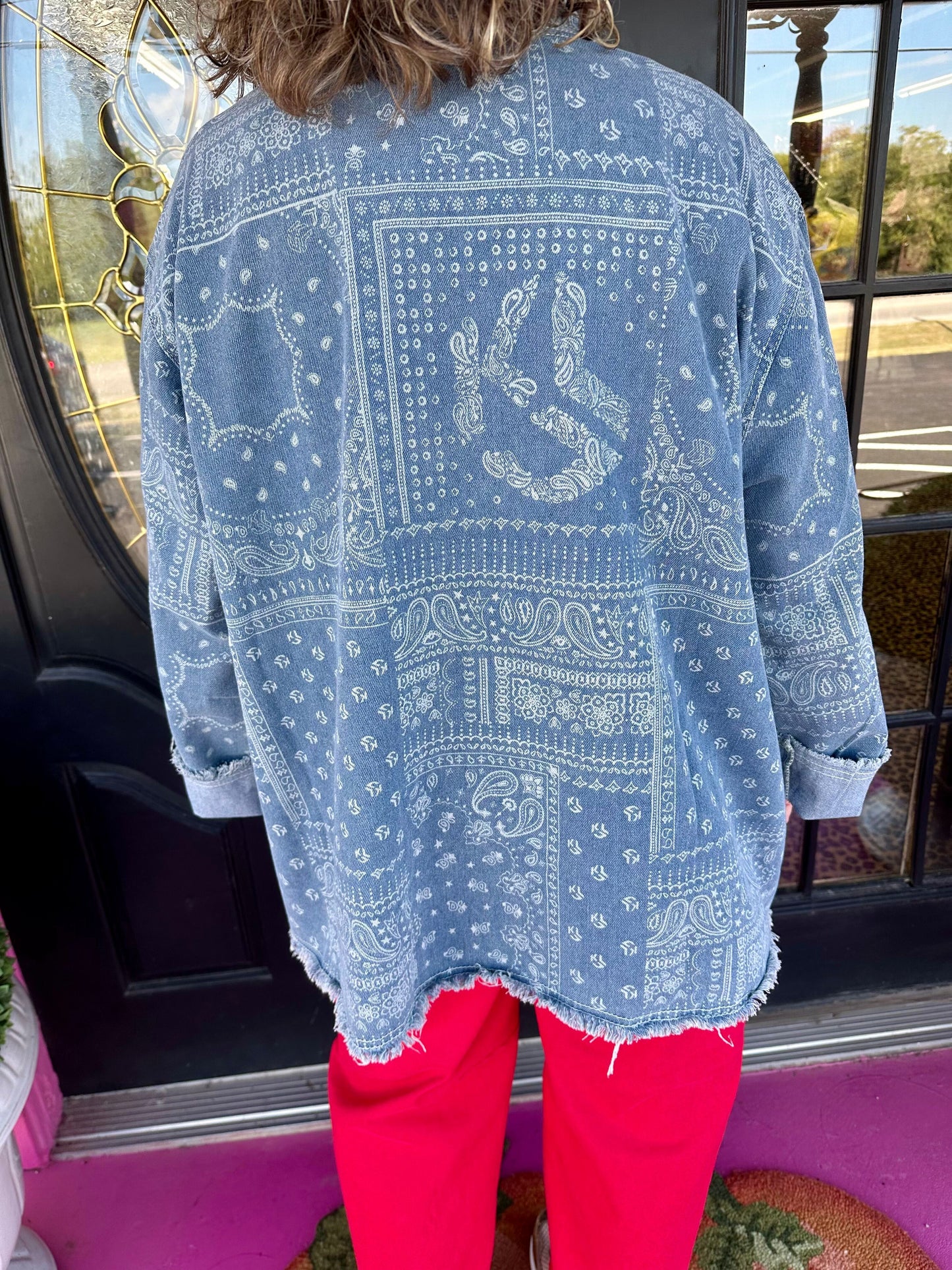 Denim LS Bandana Cardigan