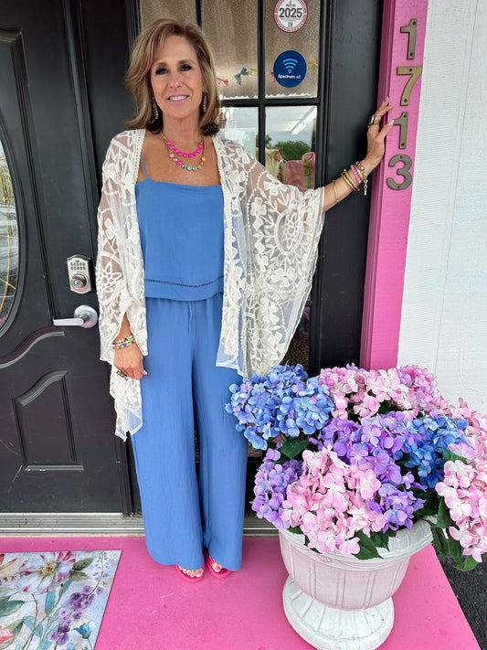 Blue Tank Flare Pant Set
