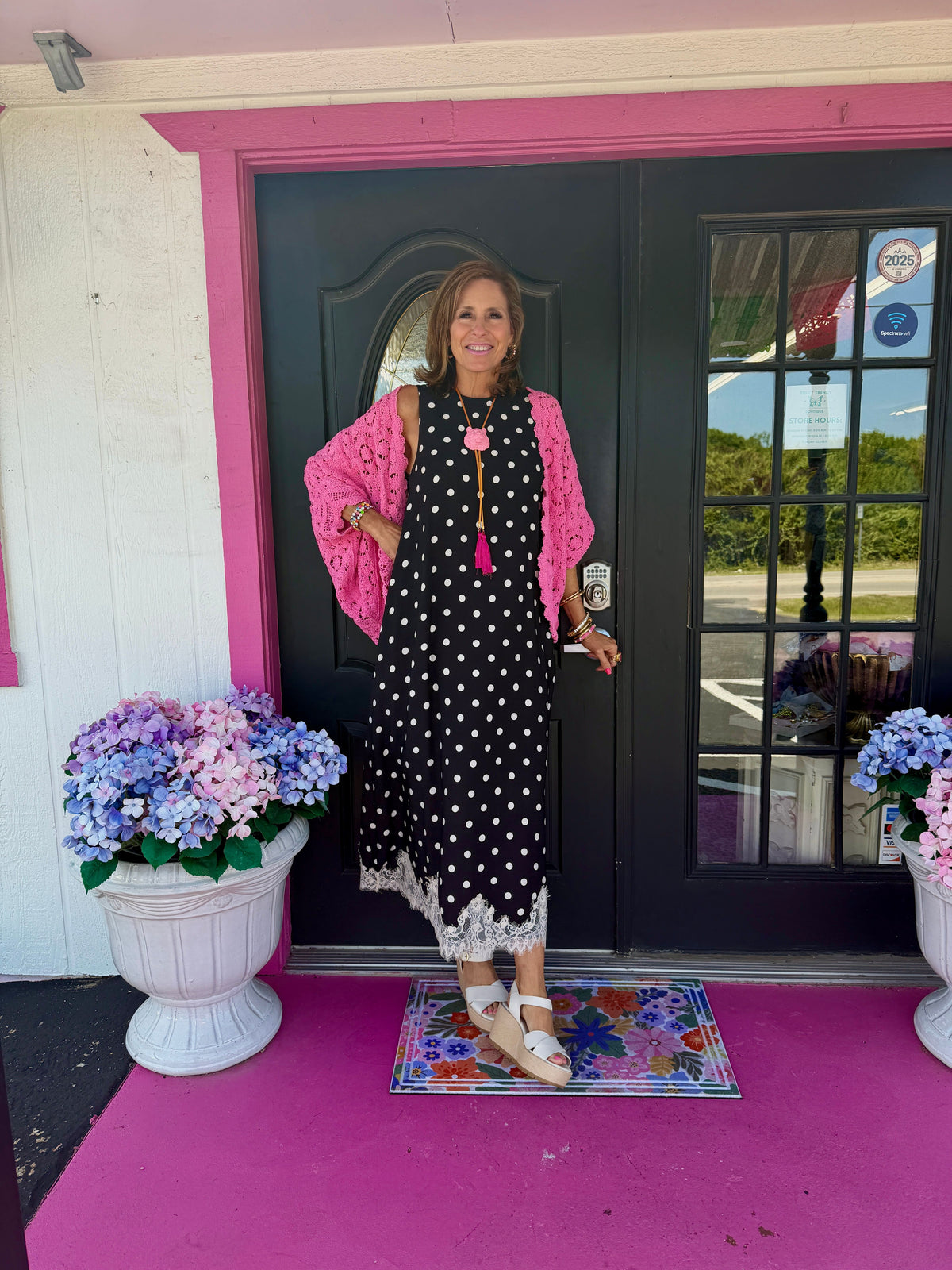 Black Polka Dot Midi w/Lace