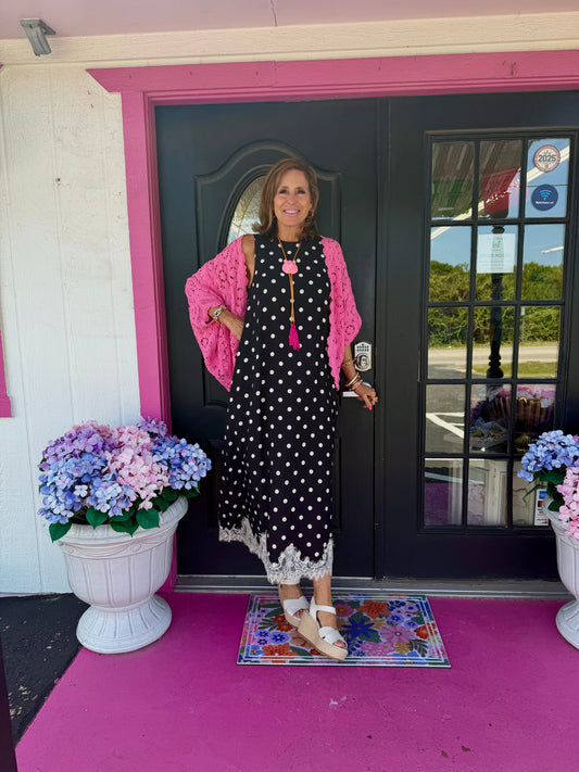 Black Polka Dot Midi w/Lace