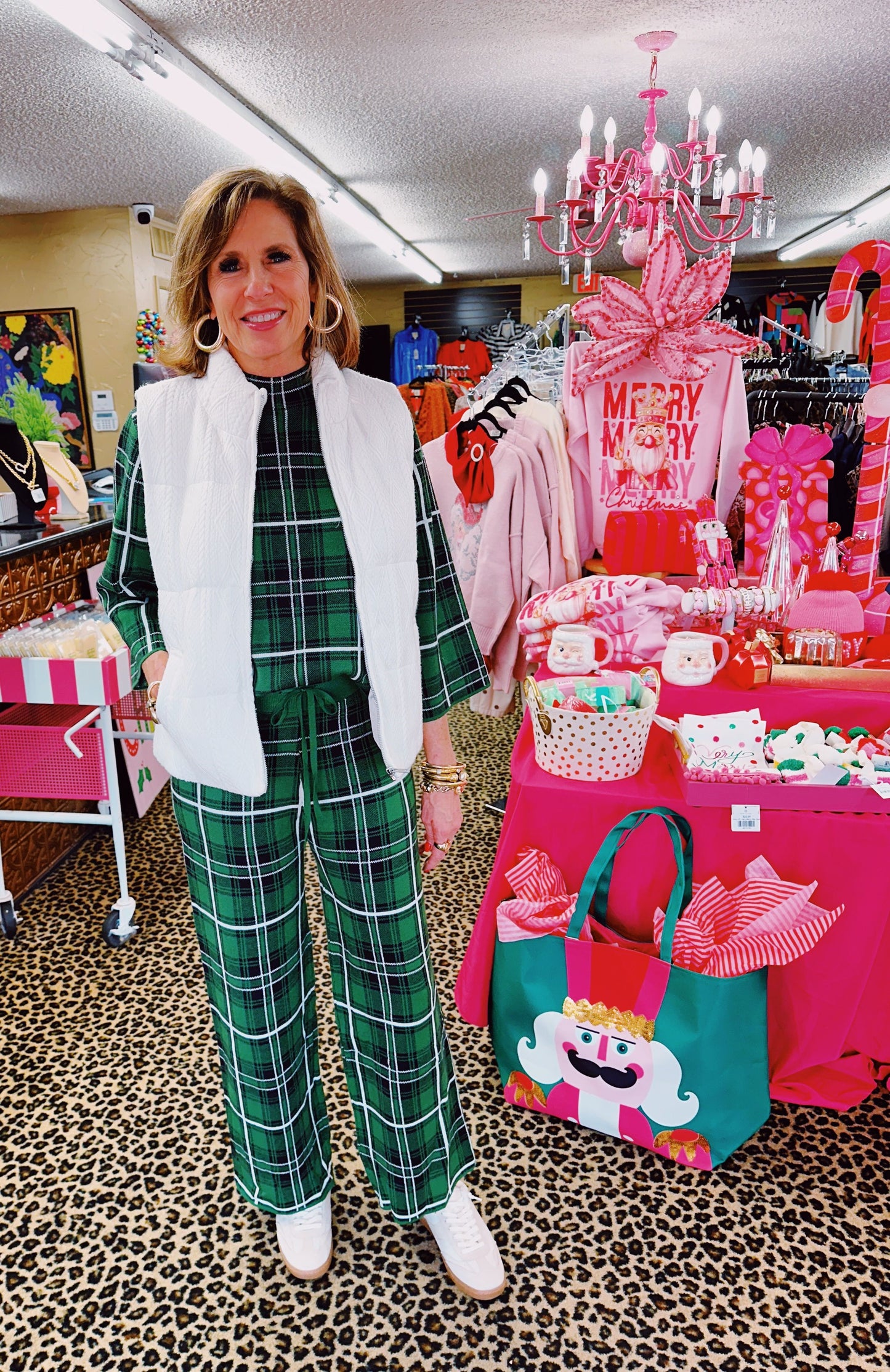 Plaid Tie Sweater Pant