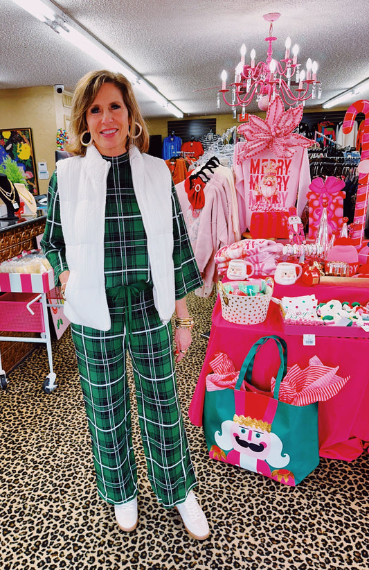 Plaid Tie Sweater Pant