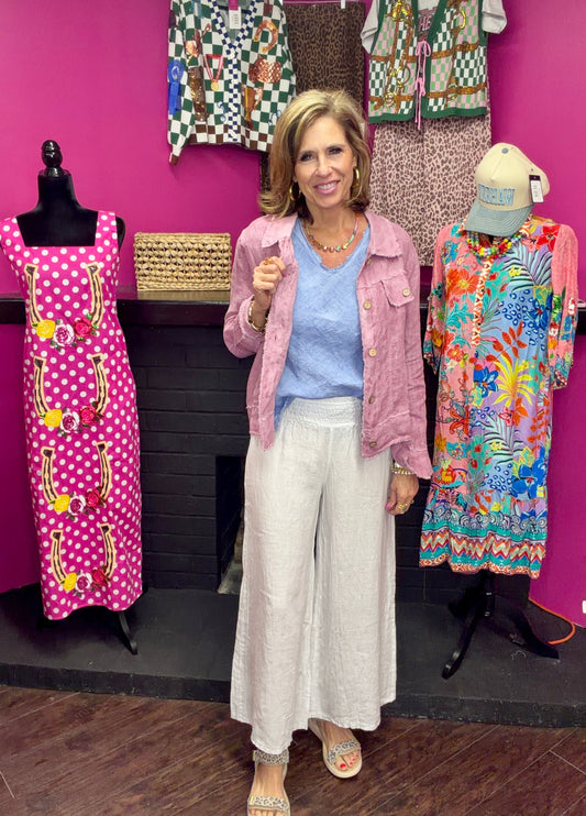 White High Waist Smocked Pant