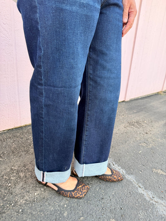 Dark Slouchy Crop Cuff Jean