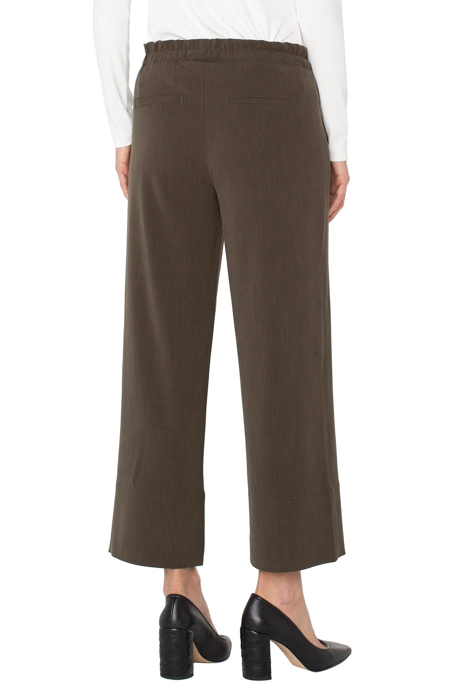 Olive Pull On Tie Wide Leg Pant