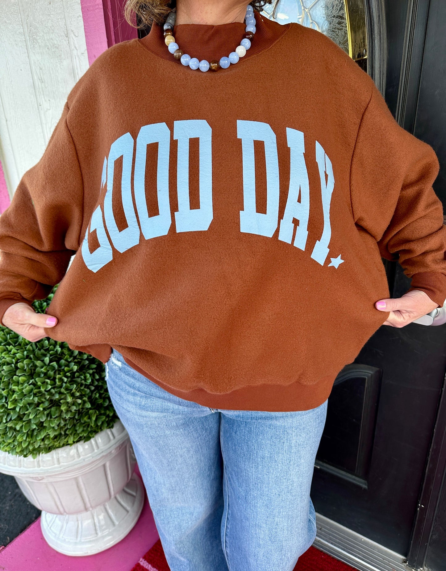 Brown Reversible Polka Dot SS